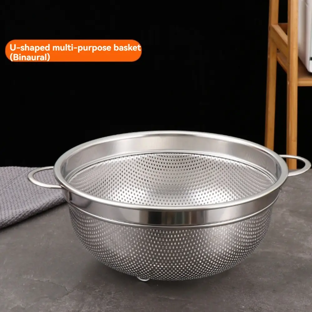 Stainless Steel Strainer Basket, Rice Washer, Vegetable Basket, Dual Handle, Food Filter, Durable and Practical Kitchen Tool, Strainers For Kitchen
