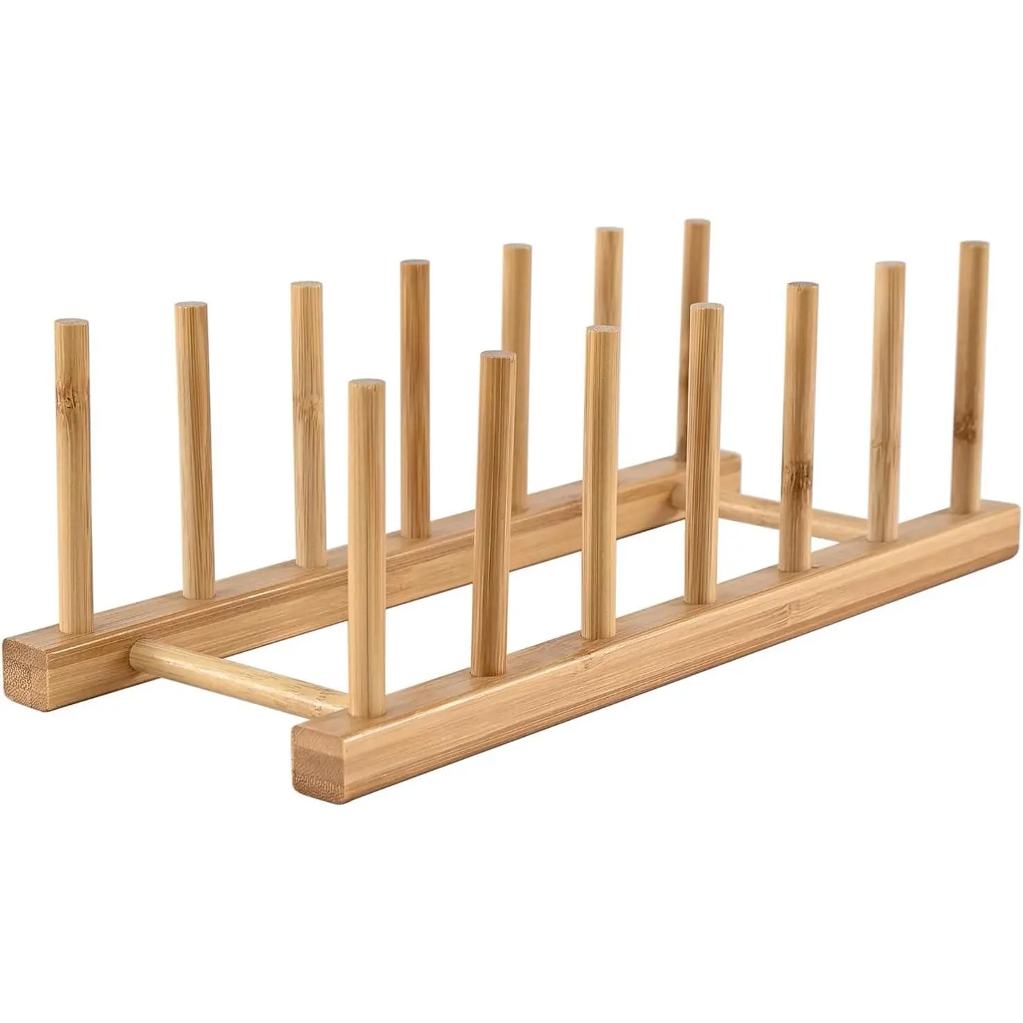 Wooden Dish Rack, Vertical Plate & Lid Organizer