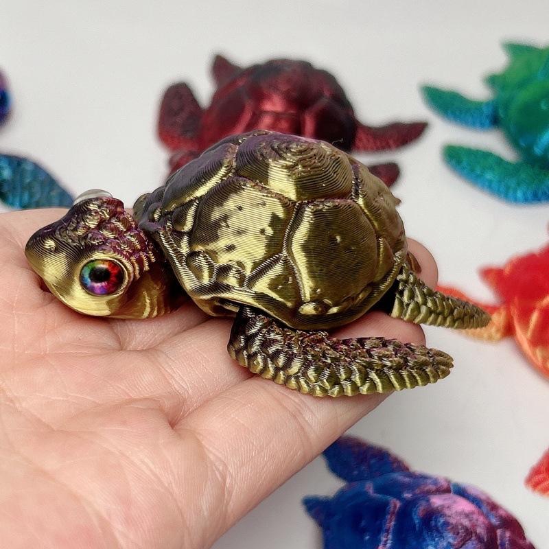 3D Printed Turtle Model with Movable Joints, Creative Collection Desktop Decoration, Handmade Holiday Gifts for Anime Models