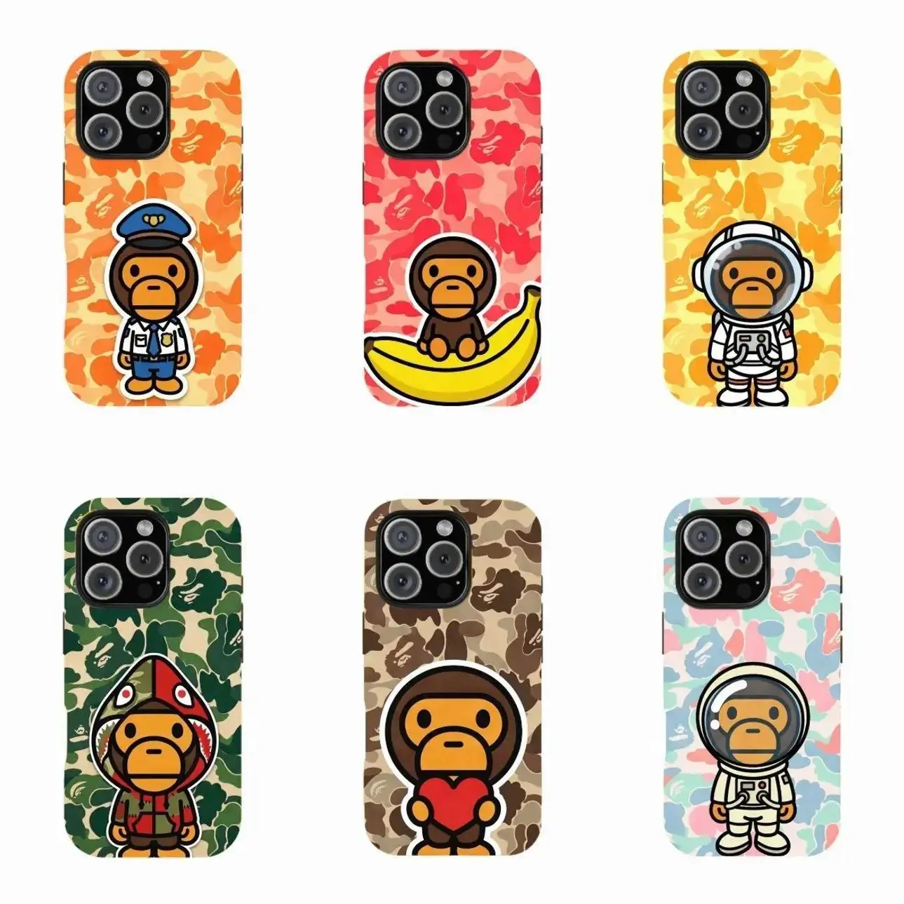Bape Baby Milo Camo Streetwear Case – Impact-Dispersion Hard Case with Flexible Rubber Liner, Glossy UV Finish, 2-Piece Design |Suitable for iPhone 17-11 Pro Max/Plus and  Samsung Galaxy S23-25