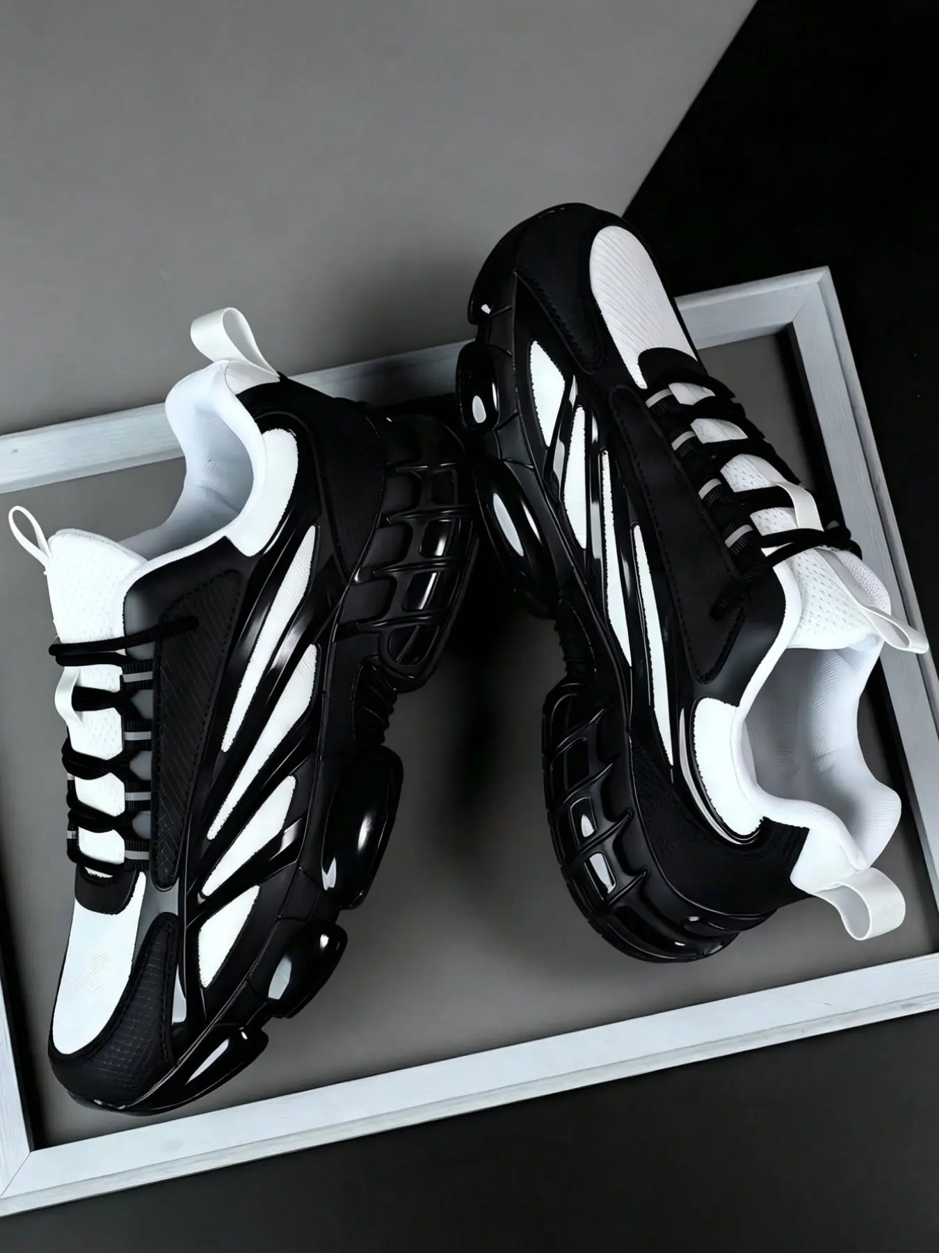 【Black Friday】Men's Casual Comfortable Sports Shoes, Lightweight Training Sneakers, Trendy Daily Fitness Shoes, All Seasons, PU Leather, Rubber Sole