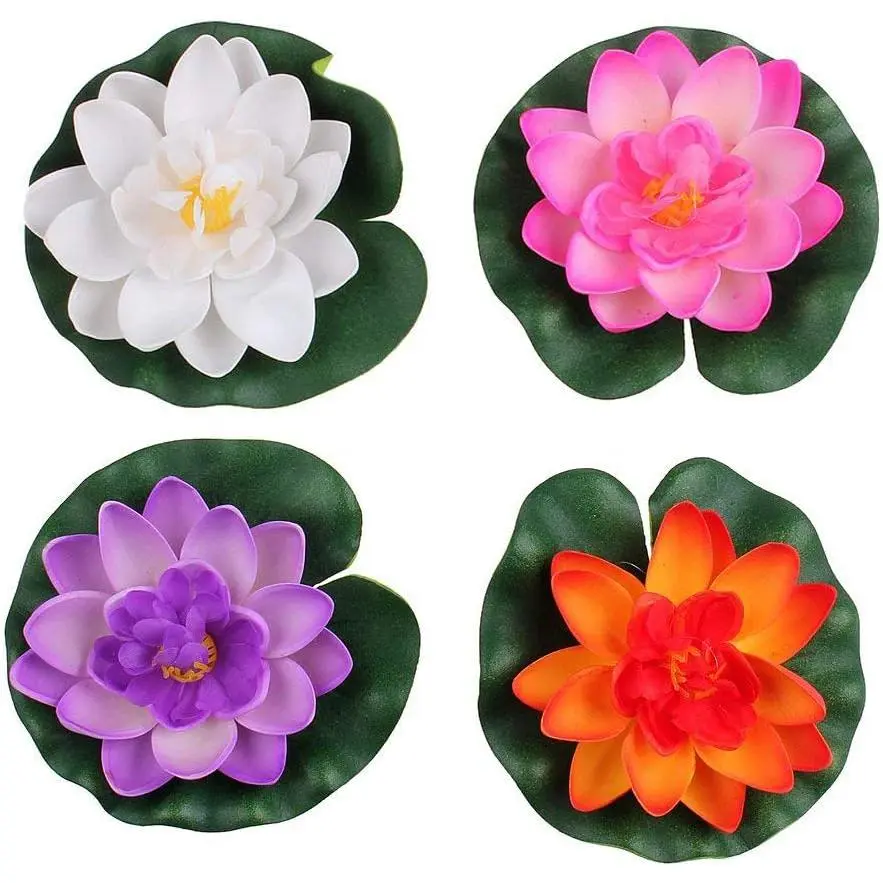 Set of 4 count Floating Pond Decor Water /Lotus  Flower