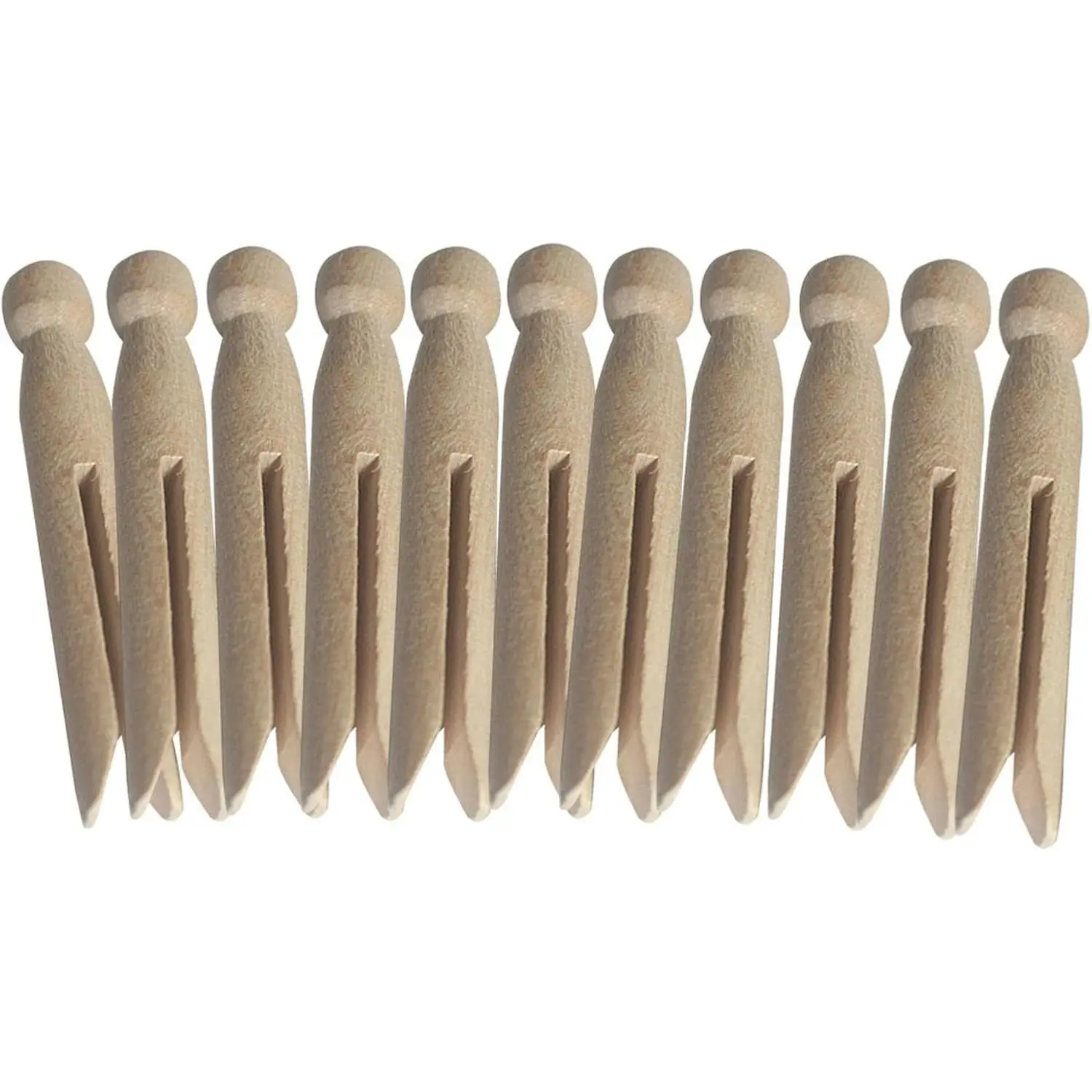 Round Wooden Clothespins, 12pcs Dolly Style Traditional Heritage Clothes Peg Old Fashioned for Outdoor Clothesline Home Kitchen Travel (Wood)