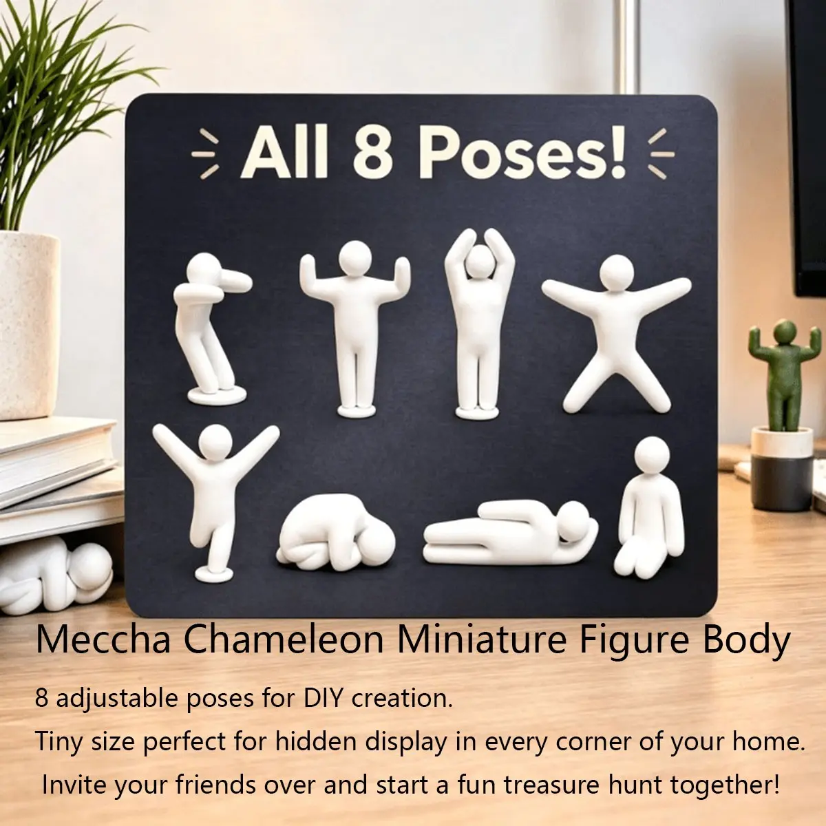 8pcs Meccha Chameleon Mini Figure Set, DIY Unpainted Action Figures, Colorable Chameleon Dolls, Hidden Home Decor, Fun Treasure Hunt Toy