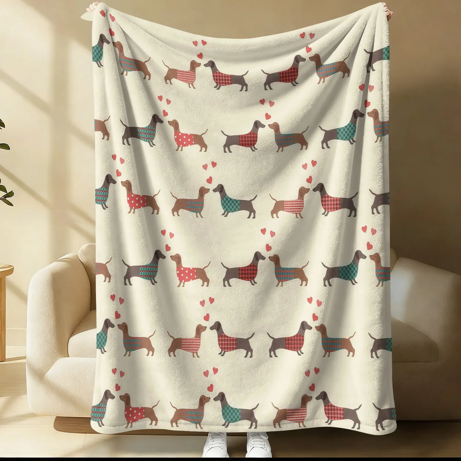 Sausage Themed Blanket, 1 Soft, Warm And Lightweight Single-Sided Printed Plush Blanket, Suitable For Bed, Sofa, Car, Room Decoration
