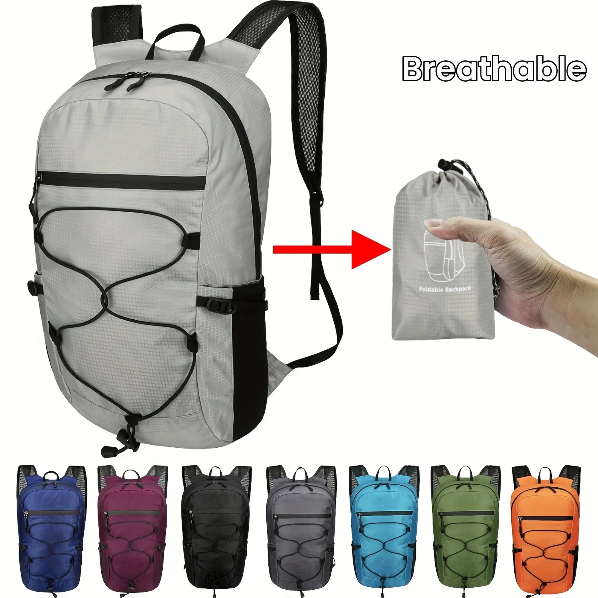 Ultra-Light Foldable Backpack, Small Portable Outdoor Shoulder Bag, Mountaineering Summit Pack, Suitable Hiking Riding Travel Commuting Fitness, Shock-Absorbing Breathable Shoulder Straps, Quick Folding, Portable Daypack
