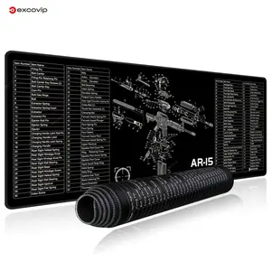 1 Pack: Mouse Pad Cleaning Pad AR15 Gun Anatomy Steps Detailed Tutorial Teaching Table Mat Memo List Machine Gun AR-15 Parts Analysis Diagram Large Size Locked Rubber Mat, Size: 80X30Cm/31.4X11.8Inch