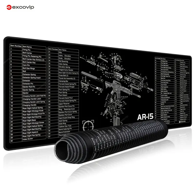 1 Pack: Mouse Pad Cleaning Pad AR15 Gun Anatomy Steps Detailed Tutorial Teaching Table Mat Memo List Machine Gun AR-15 Parts Analysis Diagram Large Size Locked Rubber Mat, Size: 80X30Cm/31.4X11.8Inch