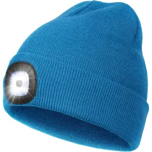 Unisex Hat with Light, USB Rechargeable Headlamp Beanie, Gifts  Dad Father Men Husband Warm Knitted Cap
