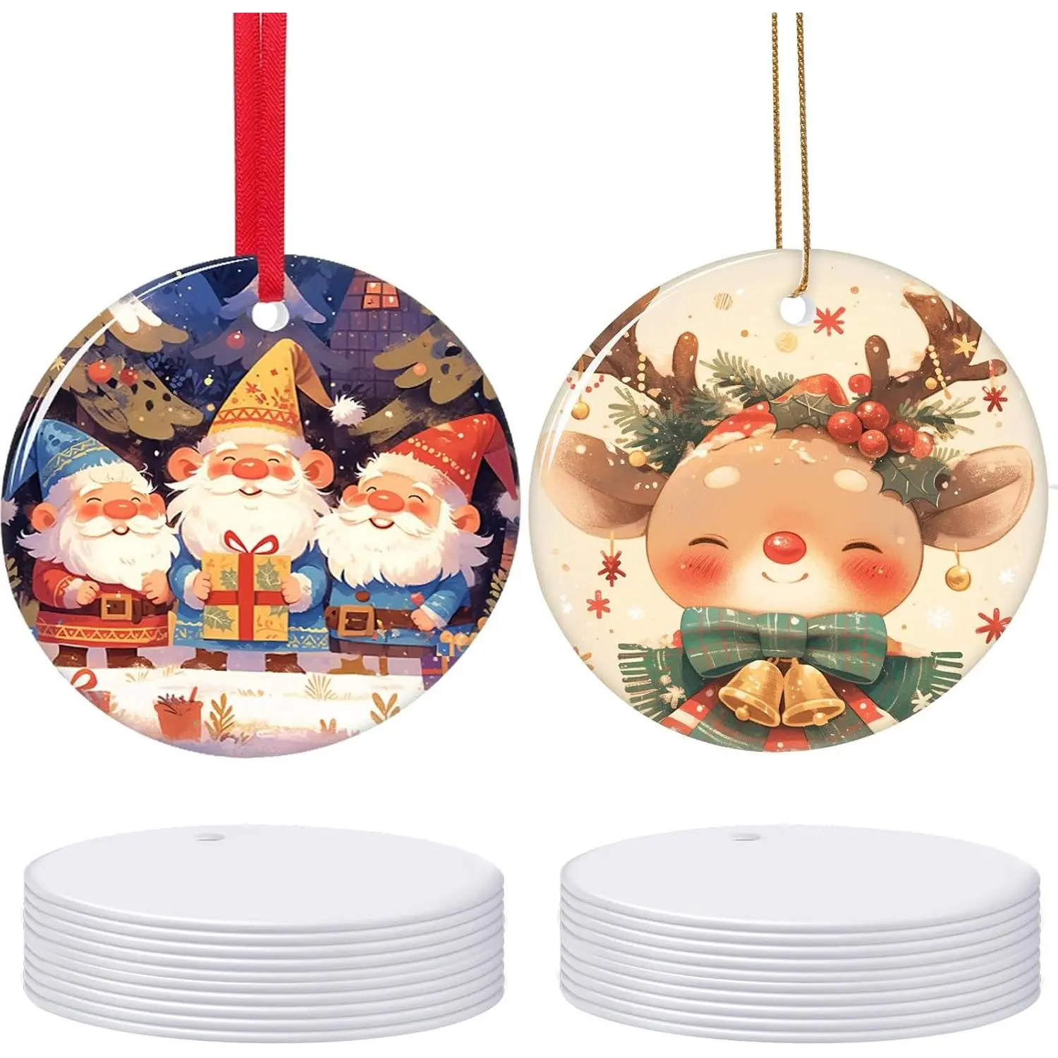 Sublimation Ornament Blanks 5 Inch 30 PCS Christmas Aluminium Round Decoration