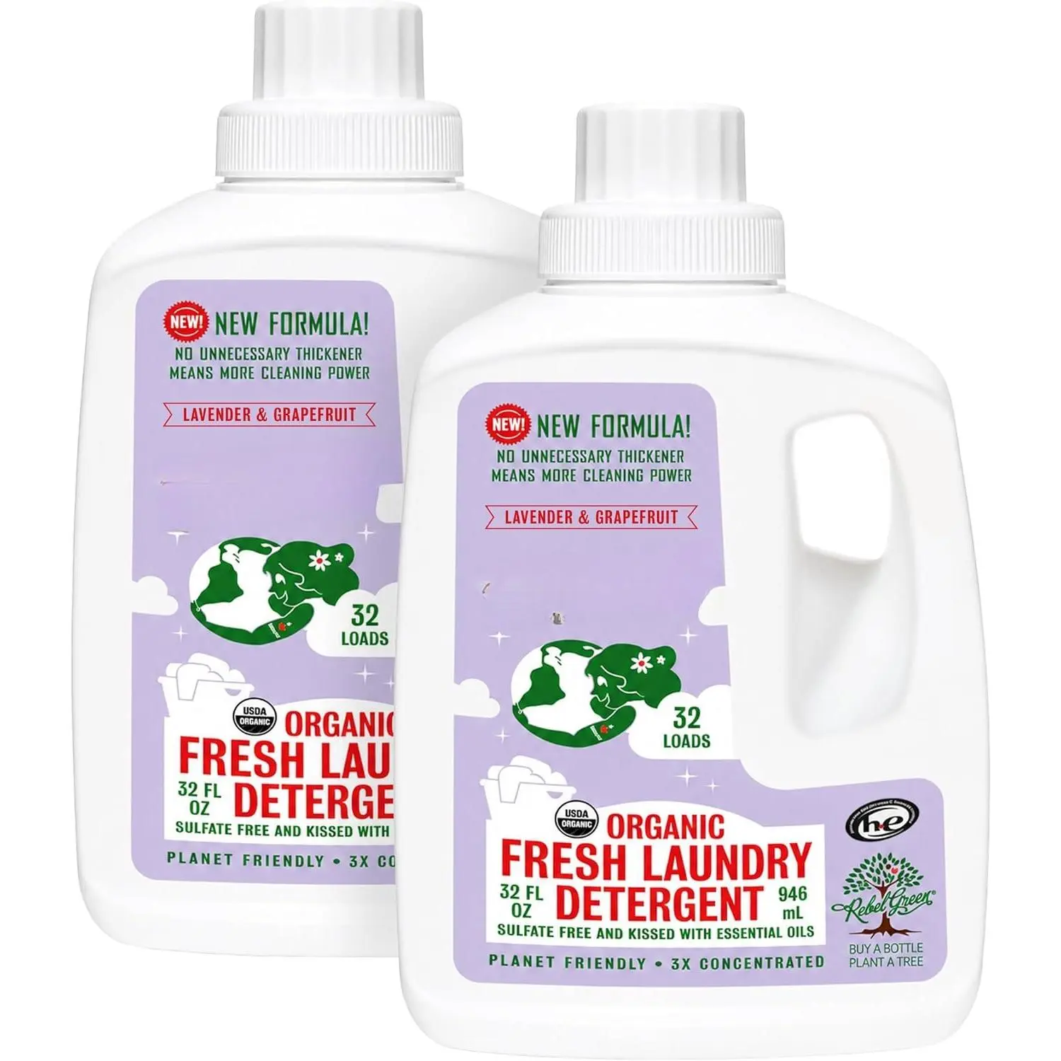 Laundry Detergent -  Laundry Soap - Liquid Laundry Detergent with Dispenser Cup - Gentle Laundry Detergent - Lavender and Grapefruit - 32oz, 2pk