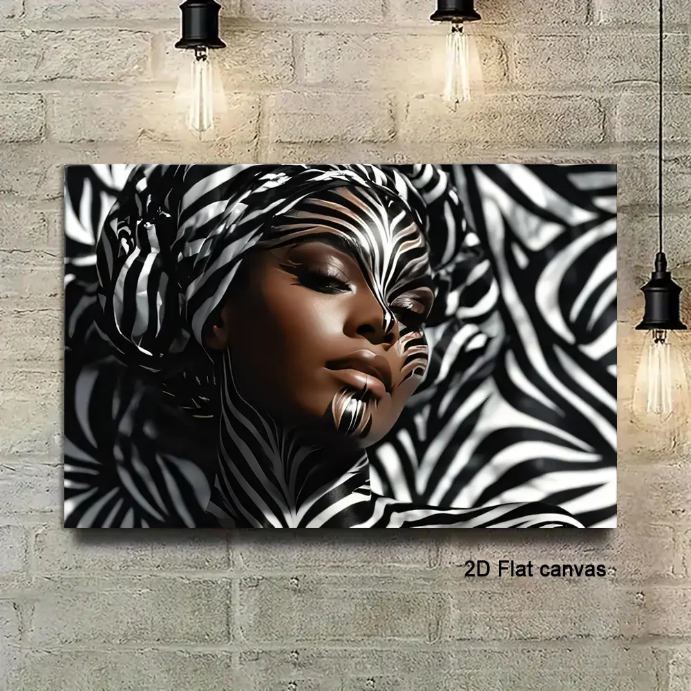 2D Flat, 1Pc, Abstract Zebra Pattern Women's Canvas Poster, with Wrapped Canvas Frame, featuring high-quality vibrant prints, suitable for the living room or bedroom, and is a perfect housewarming gift for art lovers, especially during Thanksgiving
