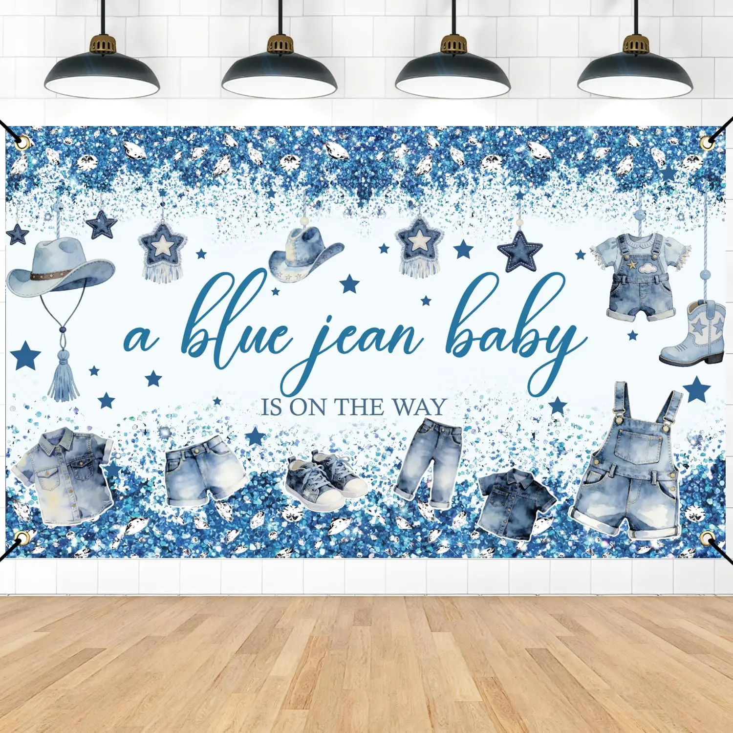 Blue Jean  Shower Backdrop, 70 X 43 Inch | A Blue Jean  is  the Way Theme, Denim  Clothes Design, Photography Background,  Supplies