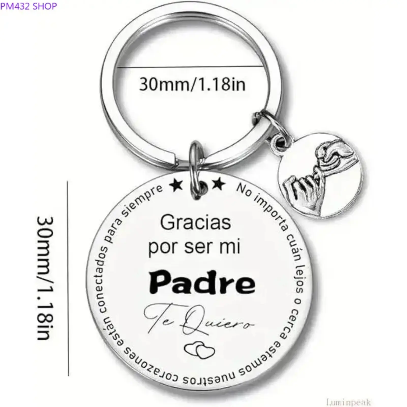 Stainless Steel "Gracias Por Ser Mi Padre" Keychain - Durable Metal Key Chain for Car Keys with Split Ring, Commemorative Gift from Child to Dad for Father’s Day or Birthday, Keychain For Car Keys, Sentimental