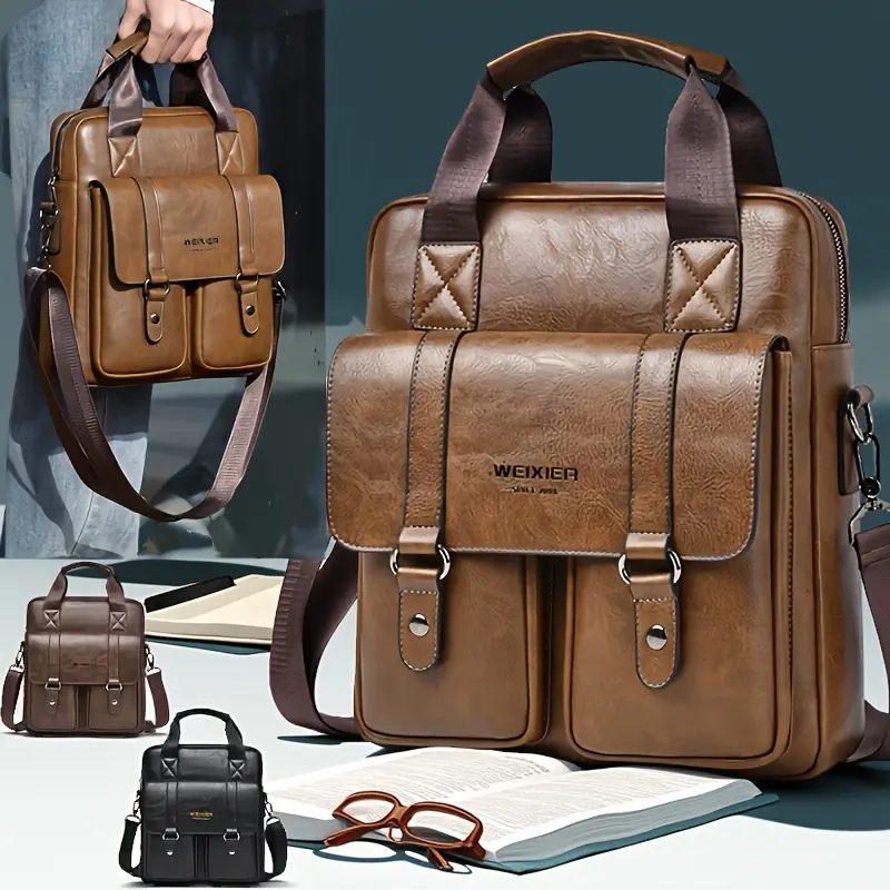 Men's and Women's Shoulder Bags and Crossbody Bags, Retro Business-Casual Messenger Bags, Large Capacity with Multiple Compartments, Portable Adjustable Shoulder Straps, Laptop Bags, Perfect for Daily Commutes, Business Trips, and Travel, Holiday Gifts