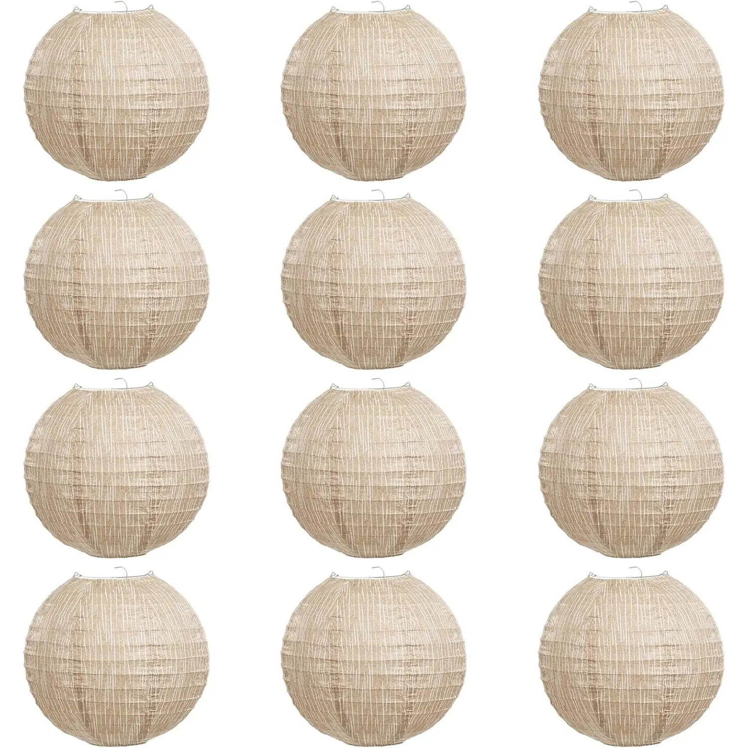 12 count Boho Paper Lanterns, Burlap Print Chinese Lanterns, 10inch | Chinese Lanterns, rice paper, metal frame, boho classroom decor,  shower, wedding