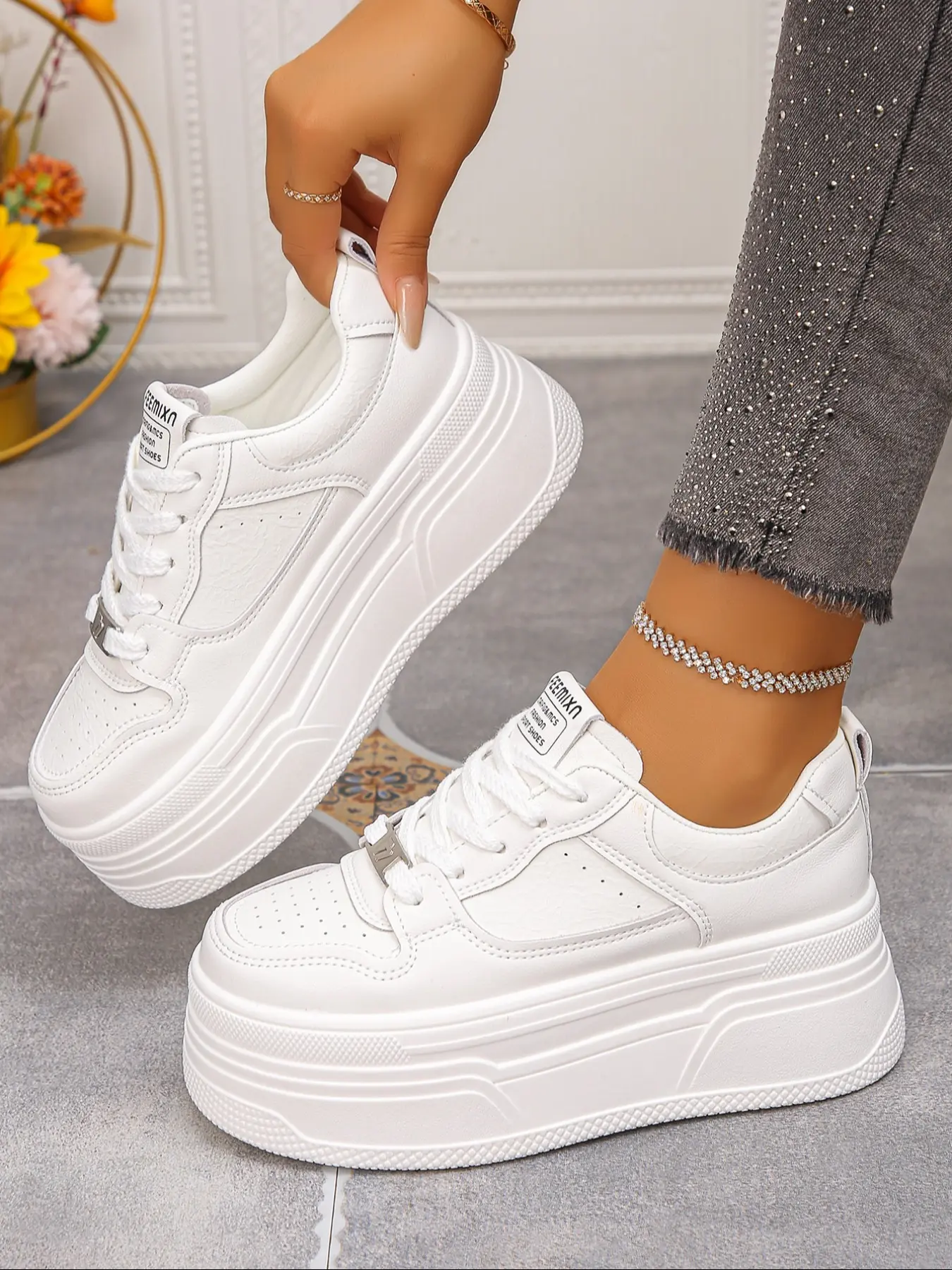 Women's Wedge Heel Thick Sole Casual Sports Shoes, Casual Round Toe, Comfortable and Stylish, Perfect for Daily Wear, Fashionable Ladies Footwear