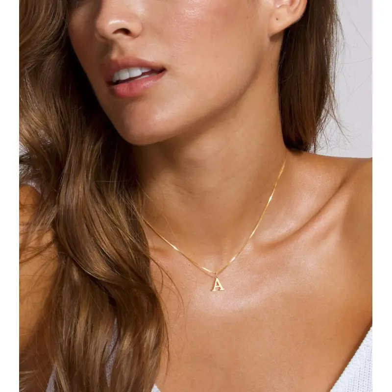 14K Gold Plated Tiny Initial Letter Necklace for Women Teen Girls, Dainty Thin Snake Chain A-Z Alphabet Monogram Pendant Choker, Minimalist Personalized Name Collarbone Jewelry, Sentimental Birthday Christmas Valentine Gift for Her