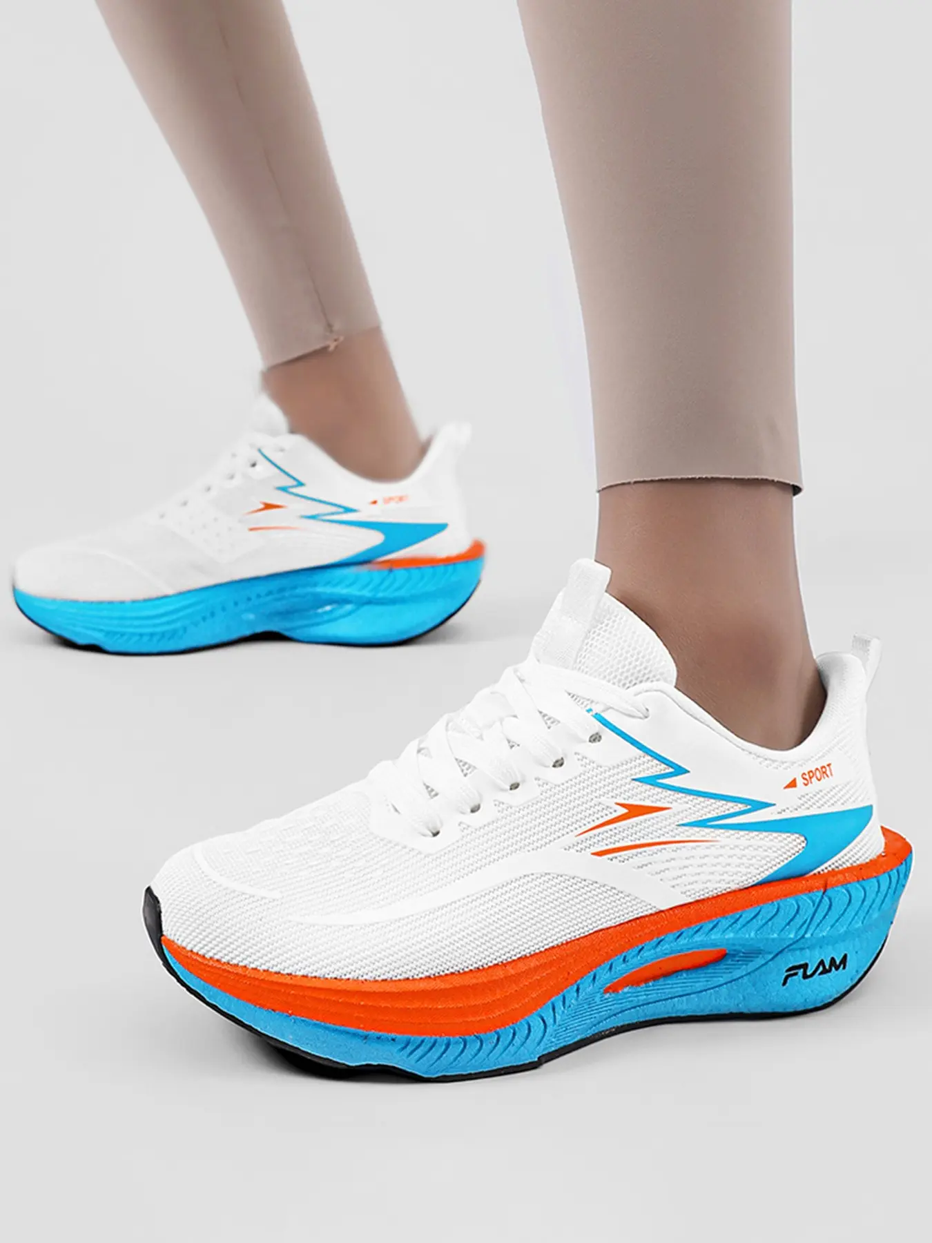 Summer Couple Sneakers Running Shoers for Men and Women, Soft Thick-Step Walking Shoes, Breathable Mesh Upper, Non-Slip Sole Outdoor Gym Training Footwear Height-Increasing Platform Shoes for Men & Women