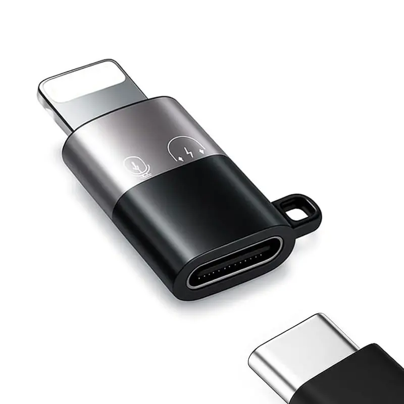 2 Pack USB Type C Female to iOS Male Adapter, Compatible with iPhone 14 13 12 11, Plug & Play Audio Connector for Microphone Mini Receiver Compatibility