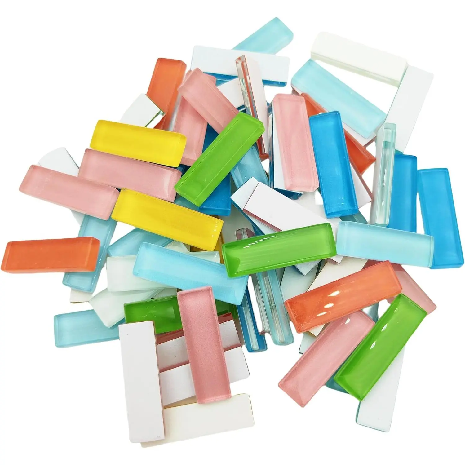 Mosaic Stained Glass Strips DIY for Crafts, 200g(0.44lb) Clear Mosaic Pieces Stain Glass Crafts DIY Mosaic Tiles Hobbies Art Crafts Material (Mix Color, 0.4“ x 1.26")