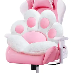 DOBUONO Cat Paw Cushion Cute Chair Cushion Kawaii Plush Seat Cushions 28"x 24"Gaming Chair Cushion Shape Lazy Pillow for Gamer Chair, Kawaii Accessories for Girl Worker Gift Stuff Room Decor (White)