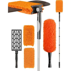 Ceiling Fan Cleaner Duster Kit with 6FT Extension Pole, Fan  Cleaner Microfiber Cleaning Tool,  Chenille Mops for Blinds Baseboard Wall Cobwebs Bookshelves Door Window Top