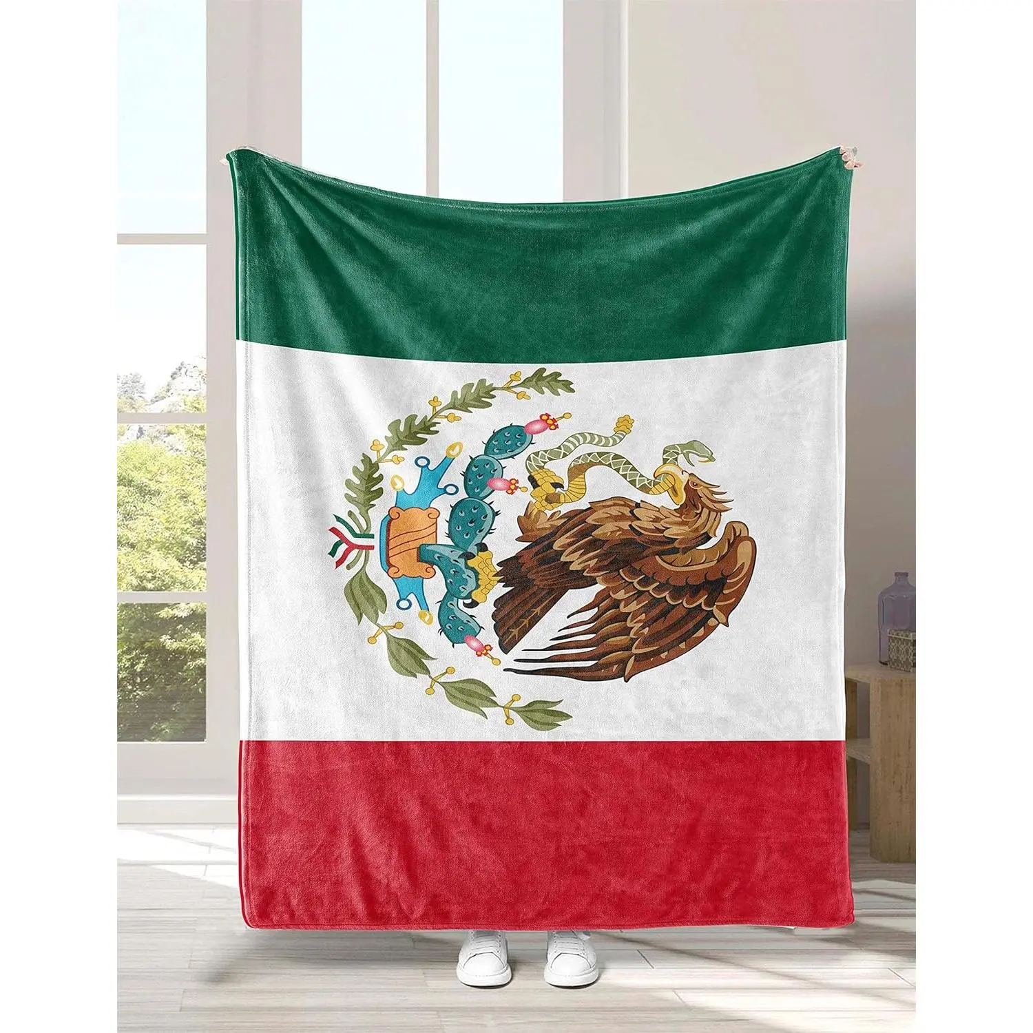 Mexican Flag Fleece Blanket - Soft, Durable, Thermal, 60''X80'' for Bed, Couch, Home