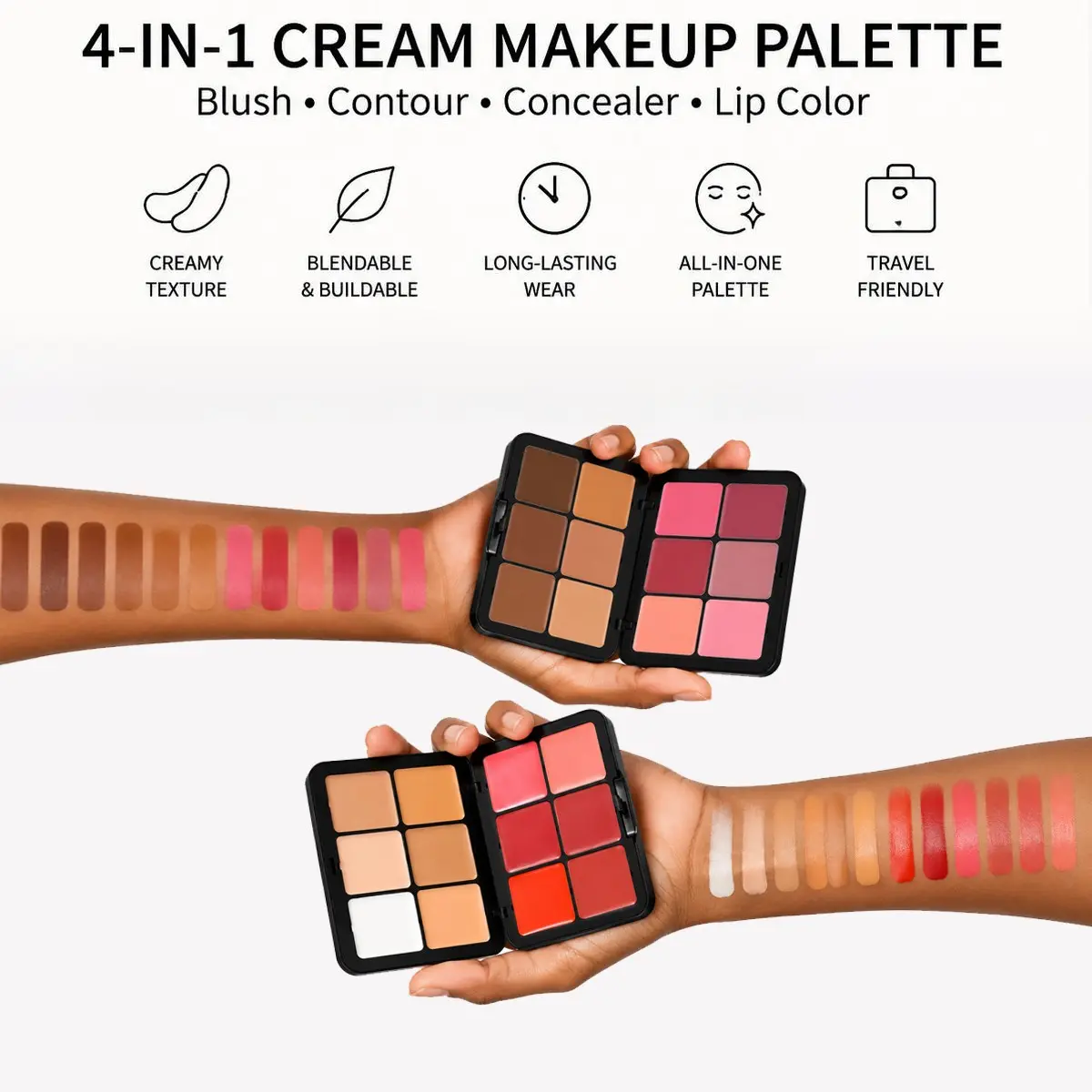 12 Color Cream Concealer & Blush Palette Set, 2 Boxes Everyday Versatile Makeup Palette, Long-lasting Flawless Concealer and Soft Blush, Professional Makeup Set for Women & Girls