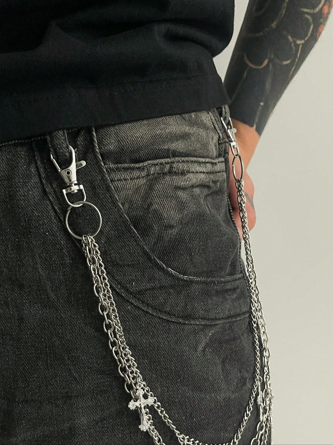 Fashion Hip Hop Punk Cross Waist Chain, Men's Unique Charm Body Chain for Pants Decoration, Trendy Accessories for Stylish