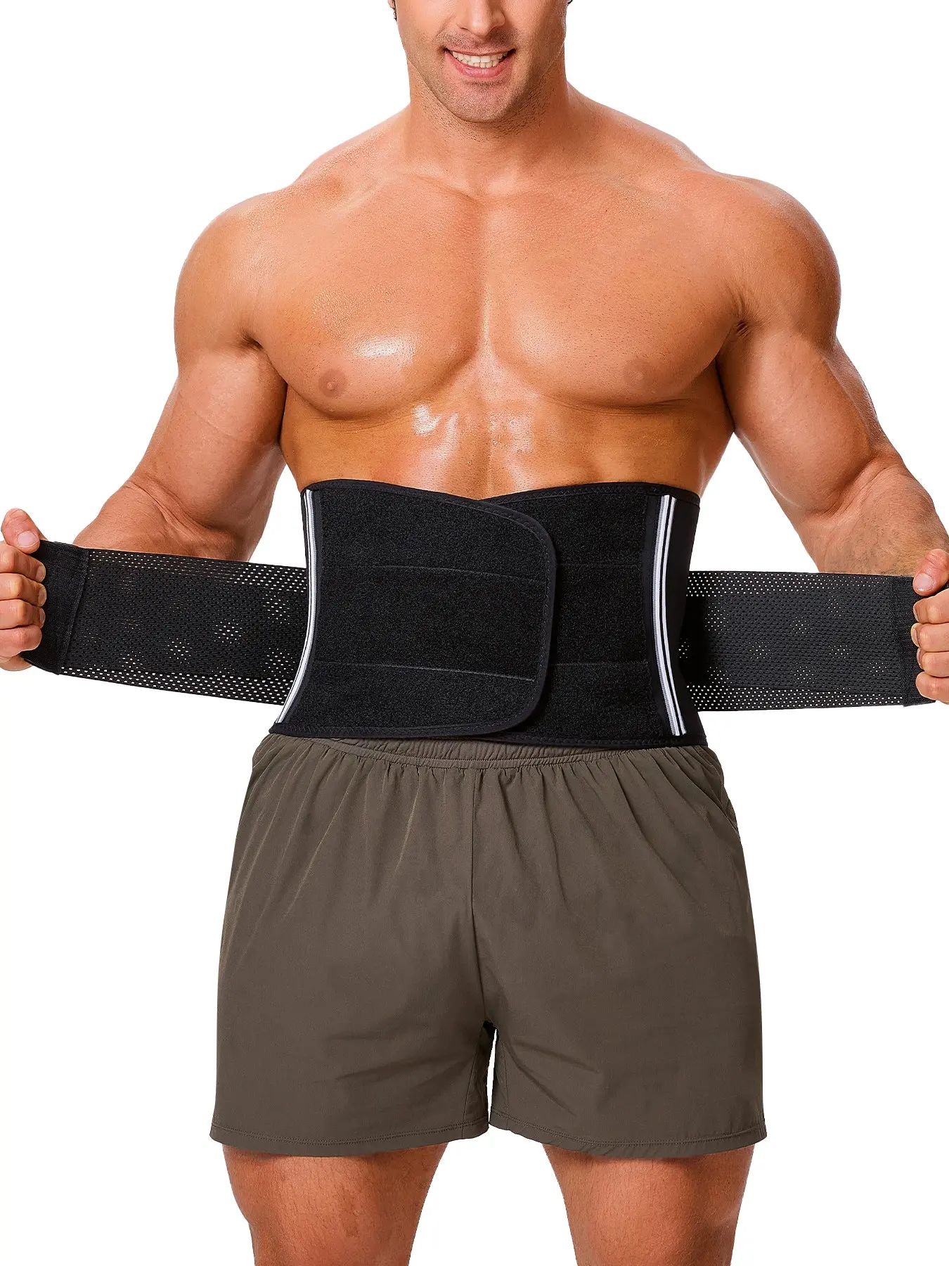 Men's Sweat Waist Trainer, Adjustable Velcro Belly Cinch Belt, Breathable No Sweat, Fitness & Office Use, All Season Use, Comfortable Waist Support