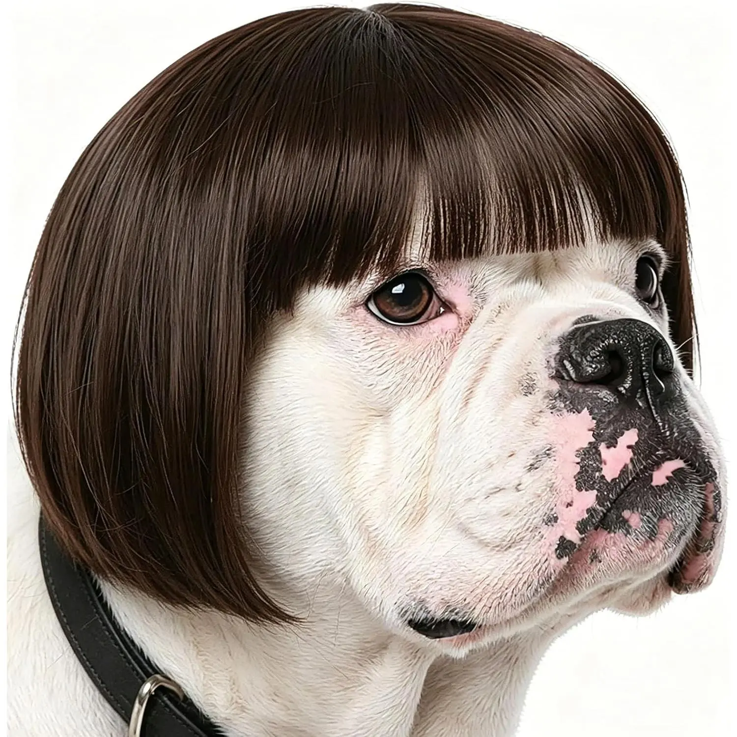 Funny Look Straight Hair Dog Wig with Adjustable Elastic Bands, Trimmable Pet Cosplay Costume for Small-Medium-Large Dogs, Halloween & Christmas Parties Decoration