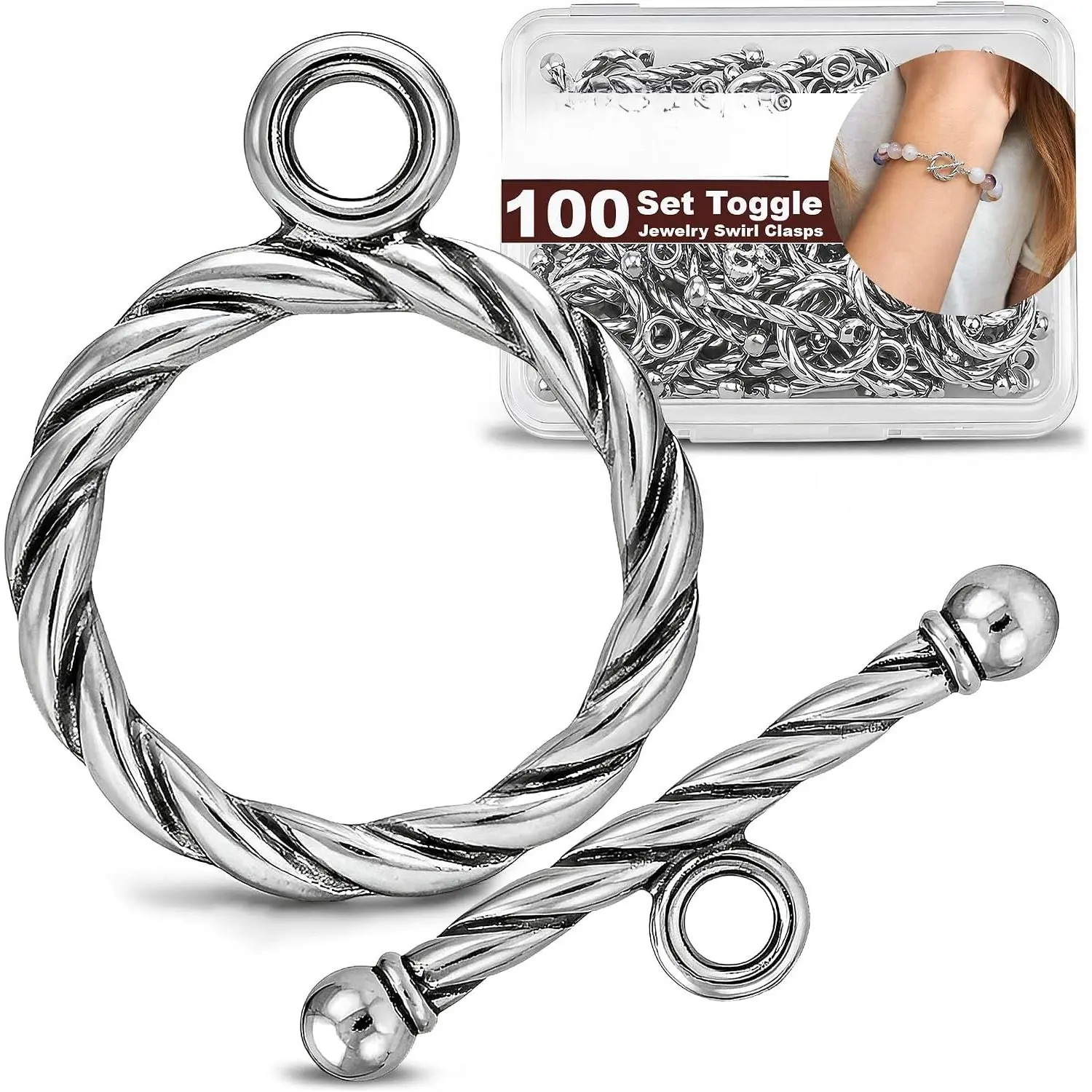 Toggle  Clasps – Durable Quality, Antique Twisted  Finish Toggle Clasps & Closures for Necklace, Bracelet & Charms – Ideal for DIY, &  Making – Small (Set of 100)