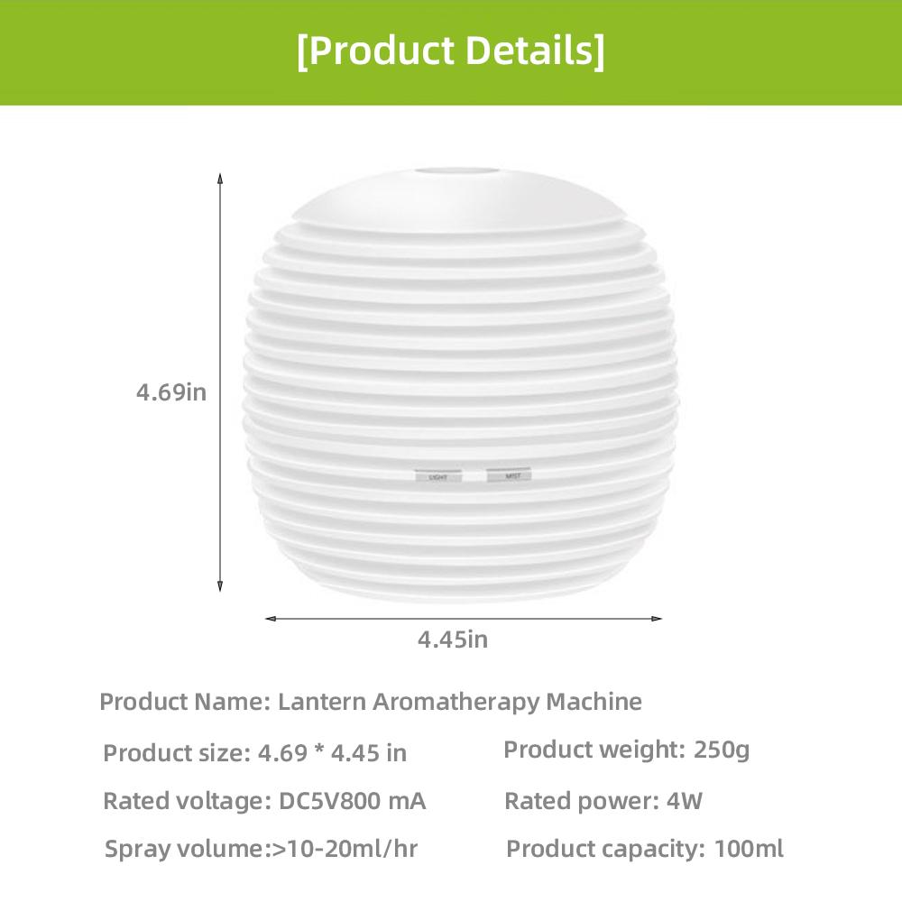 Mini Humidifier Lantern Aromatherapy Diffuser Compact Portable 7-Color LED Night Light Quiet Fog for Office Yoga Car Bedroom Home Decoration