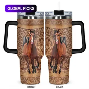 40oz Insulated Stainless Steel Tumbler, Stainless Steel Thermos, 1 Count Drinkware with Beautiful Horse Design, Great for Hot or Cold Beverages, Perfect for Horse Lovers and Equestrians