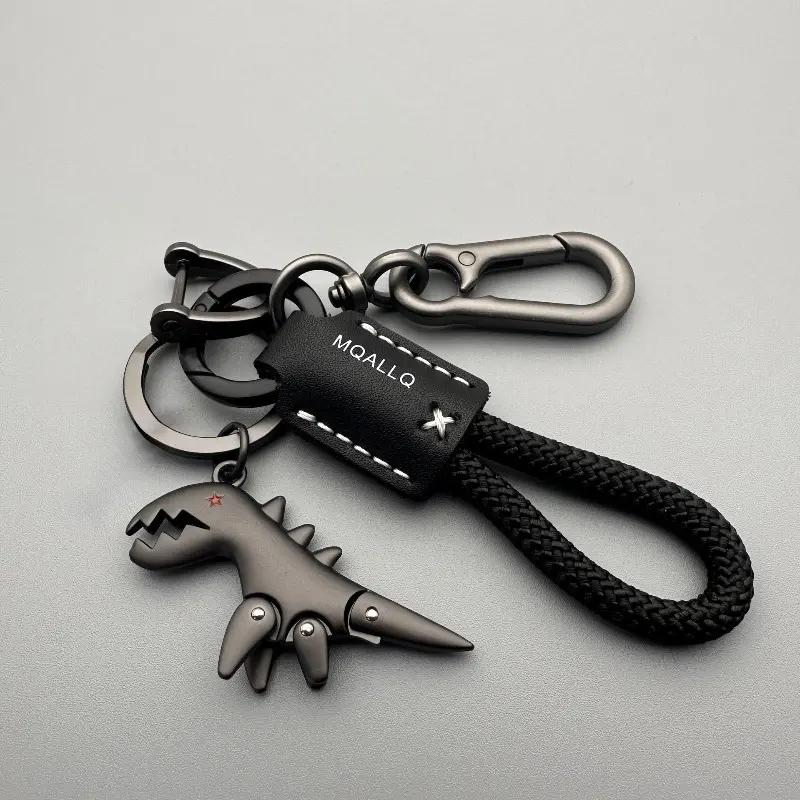 Cute Cartoon Dinosaur Keychain, Viral Adorable Leather Cord Key Ring, Exquisite Women’s Bag Charm Pendant, Durable Braided Rope Key Chain, Light‑Weight Decor Accessory for Car Keys, Backpack & Daily Bag Decoration