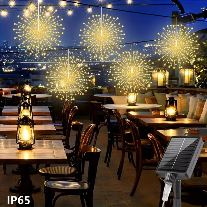 5 Packs of 300 LED Solar Starburst Lights, Led Solar Lights For Outside, Fireworks Lights with Remote Timer, 8 Adjustable Modes, Copper Wire Spark Lights, Suitable for Yard Parties, Copper Wire with Nickel-Hydride Battery