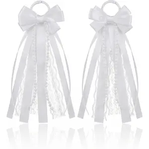 2 count White Boot Bows Accessories Cowboy Bow Decor for Women Satin Ribbon  Glitter  Lace Holiday Birthday Shoe Decoration