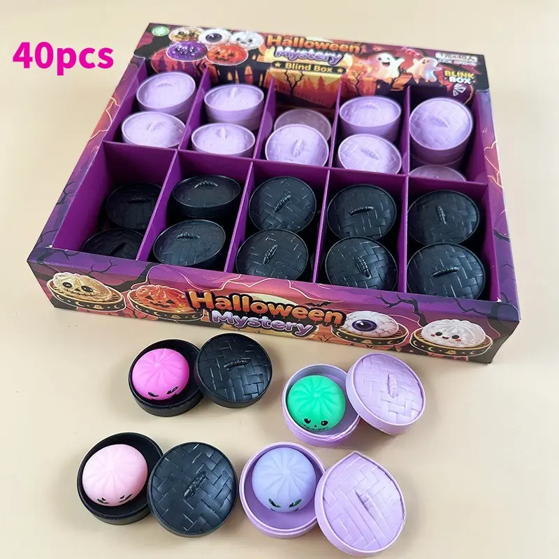 2026 New 24/40 Pack Soft Cute Mini Dumplings Blind Box Toys, Collectible Blind Pack, Wet Crystal Packs, Christmas Halloween Food Shape Steam Lids