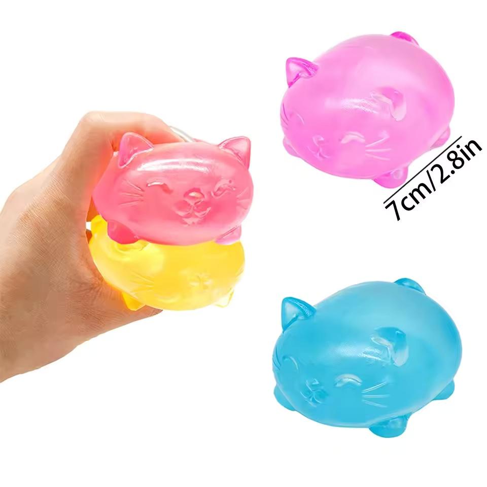 4Pcs Mini Cute Cat Maltose Stress Relief Toys, Non-Stick Odorless Non-Toxic Fidget Toys for Adults & Students