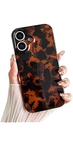 Huahuacase Compatible with for iPhone 15 Case, Tortoise Shell Chic Amber Brown Print Leopard, Classic Soft TPU Protective Shockproof Case for iPhone 15 6.1 ''Color2