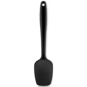 Silicone Spatula Spoon, Black Non-Stick Spootula with Seamless, 11.2" Heat Resistan Rubber Spoonula, Flexible Scrapers for Baking Mixing Serving, Stirring. (Large 11.2)