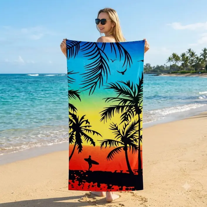 Microfiber Beach Towel Oversized - Quick Dry Beach Towels, Lightweight Thin for Travel, Large Size 70x35 Compact Pool Towel Beach Essentials (Coconut Tree)