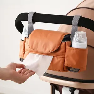 Universal Stroller Organizer Bag & Hanging Storage Caddy, Frame-Mounted Multi-Compartment Water-Resistant Accessory for Baby Strollers & Car Seats