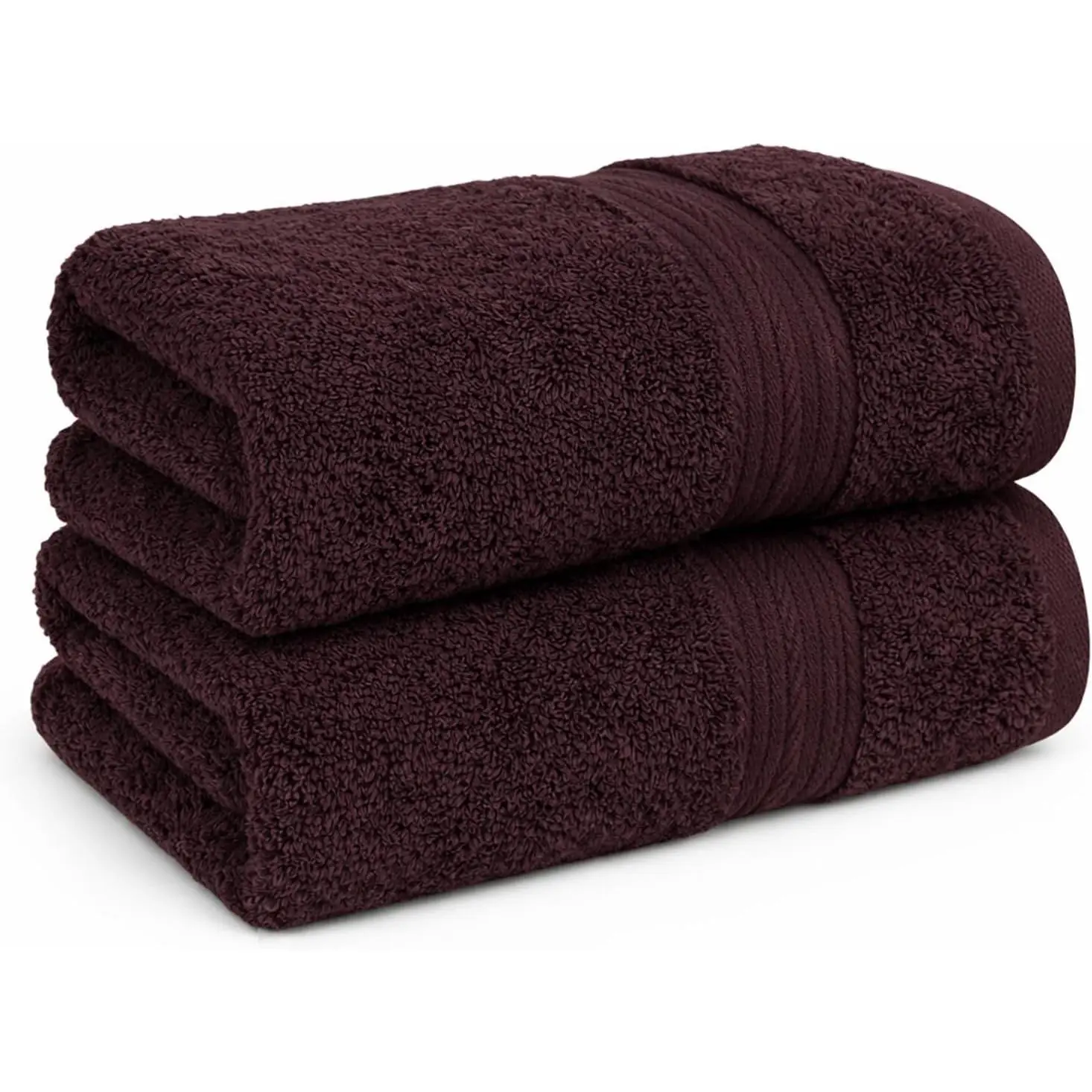 100% Cotton Hand Towels 18x28 Inches, 600 GSM, Soft & Absorbent, Set of 2, Brown