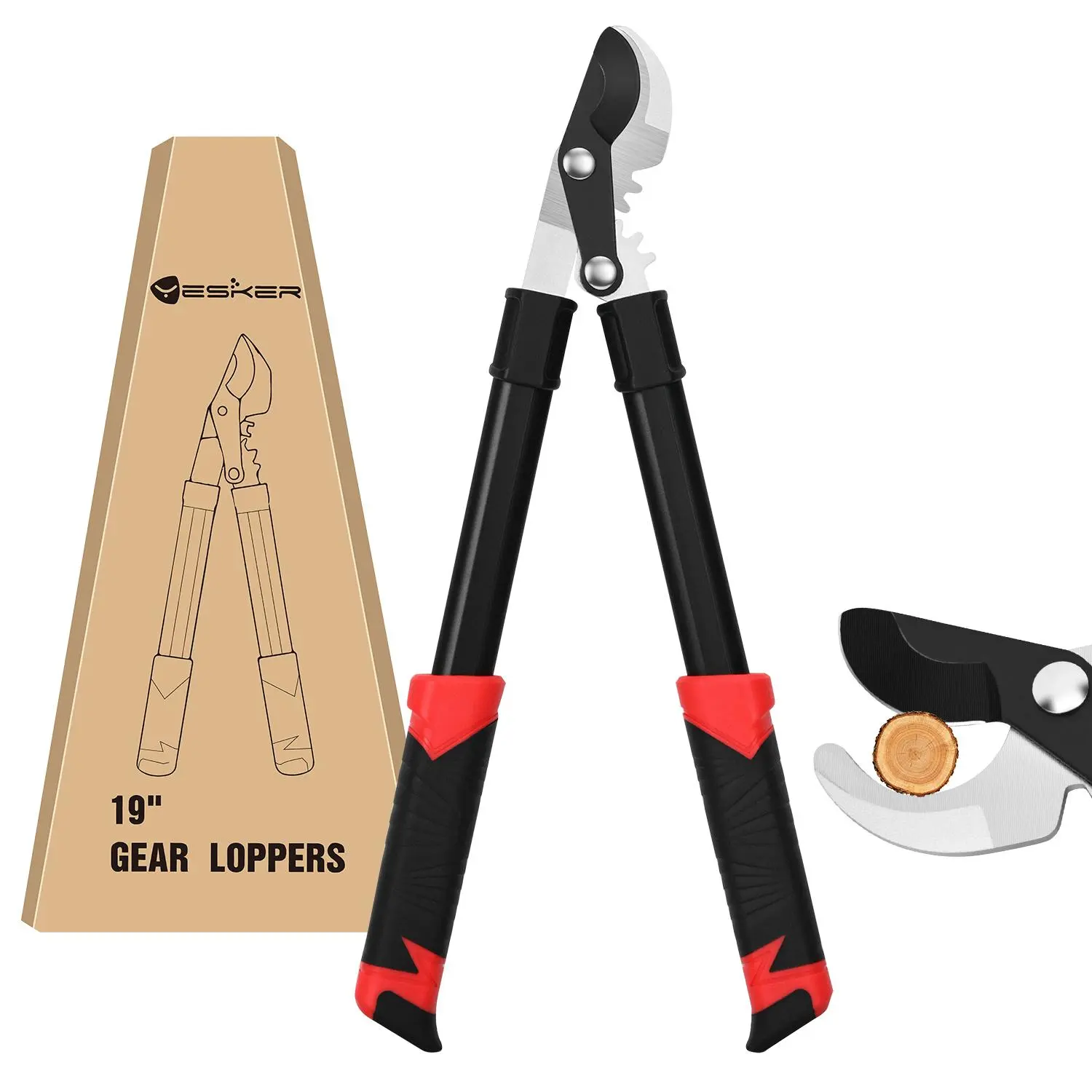 Yesker 19" Heavy-Duty Bypass Loppers - Sharp Pre-Edged Dual Blade Limb Branch Cutter, Long Handled, 1" Cut Capacity, Powerful Gear Action, Lightweight Shrubbery Trimmer for Tree Trimming & Garden Maintenance
