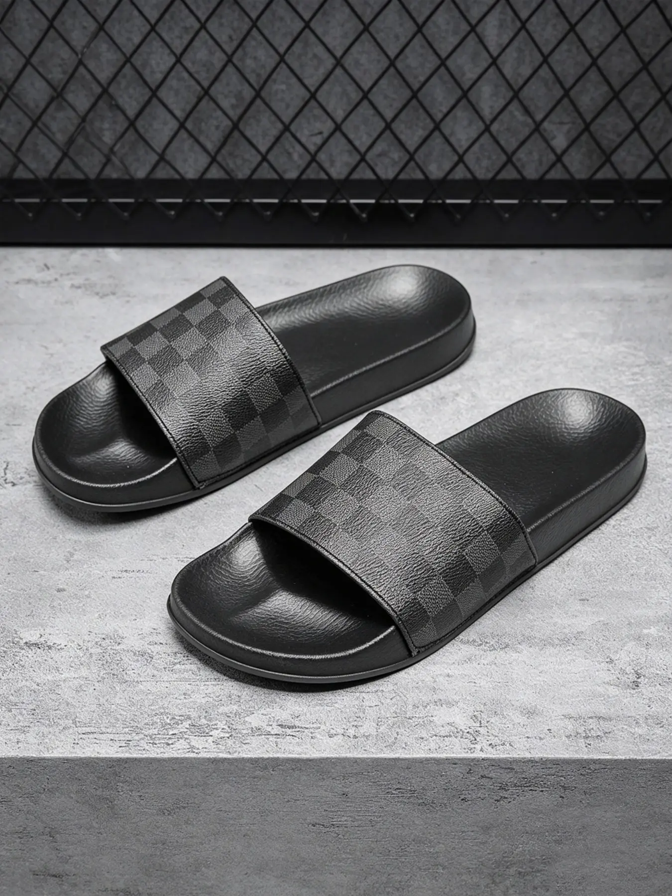 Men's Checkered Sandals, Comfortable Thick Sole, Non-Slip Durable, Sizes 39-46, Ideal for Home & Outdoors, Summer Casual Footwear