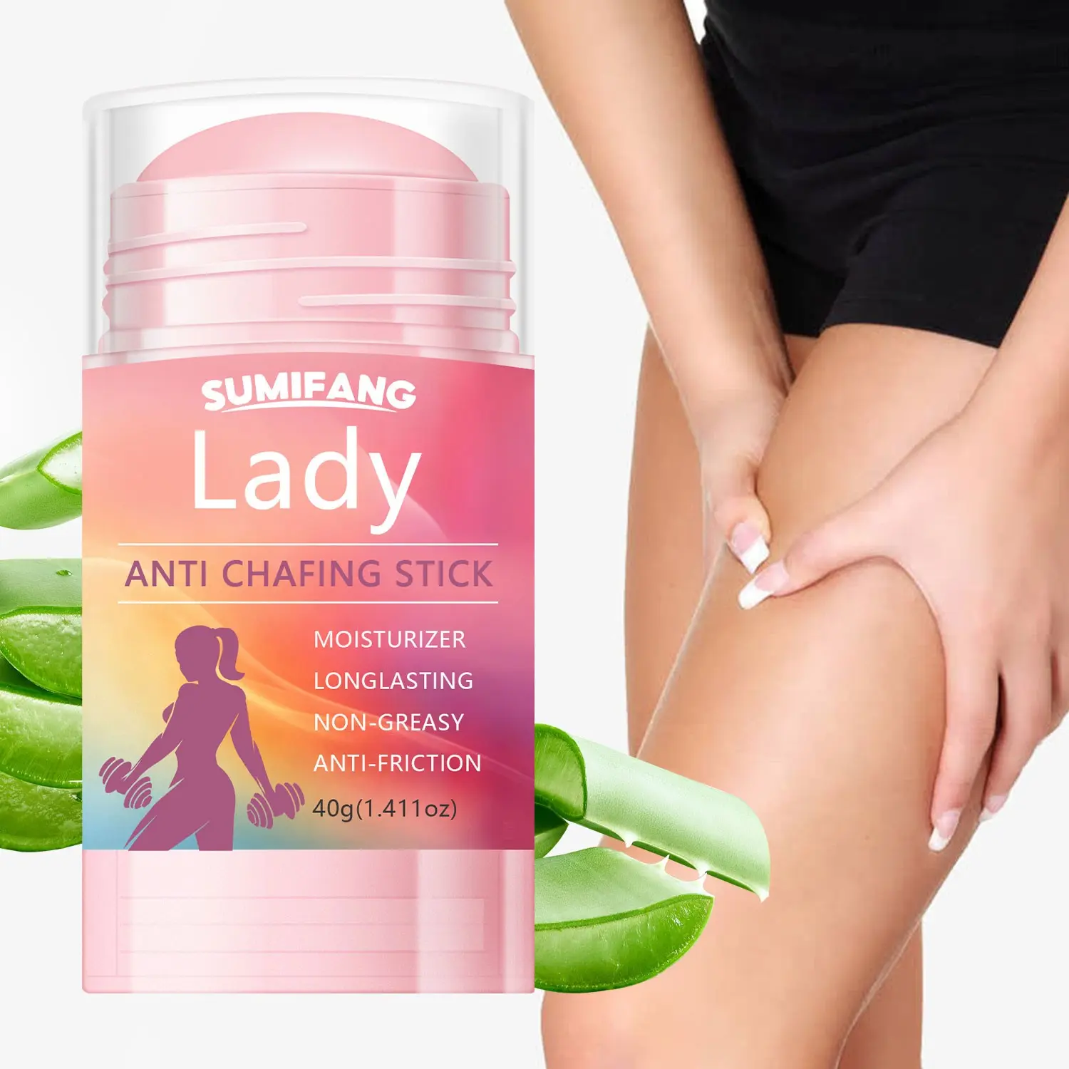 40g Portable Solid Moisturizing Balm, Long-Lasting Refreshing Non-Greasy, Smooth Protection for Inner Thighs and Armpits, Gentle Formula