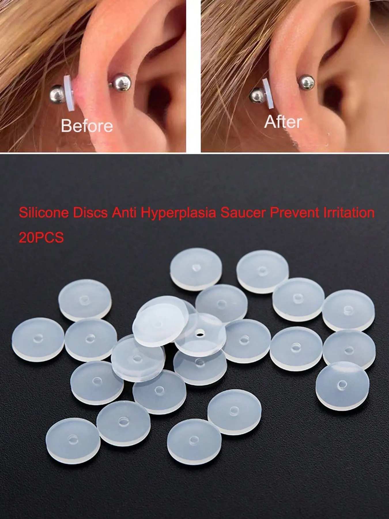 20PCS Flexible Polka Dot Discs Of Anti Hyperplasia Silicone Piercing Without Pulling Piercing Disc For Piercing Healing Saucer Prevents Irritation Inflammation Drilling For Ear Stud Nose Ring Lip Piercing Accessories