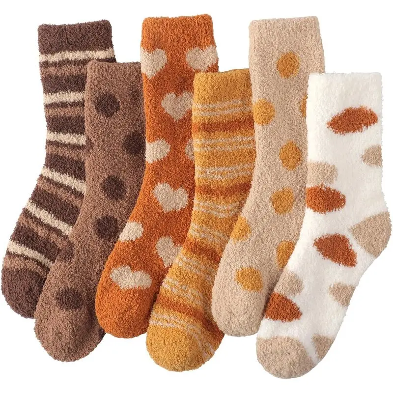 6 PCS Women’s Fuzzy Socks 6 Pack, Cozy Fluffy Winter Slipper Socks, Soft Plush Warm Socks for Home, Sleeping, Lounge & Holiday Gifts